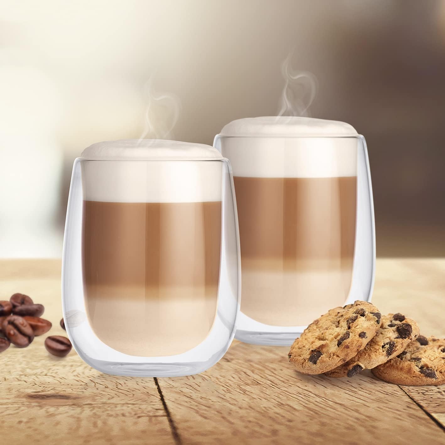 GOURMETmaxx Thermogläser Kaffee-Spezialitäten 2er-Set Latte Macchiato | Wärmeisolierend: für warme & kalte Getränke geeignet, ca.350 ml Füllmenge | Einfaches Handling [Borosilikatglas] — Ansicht 3
