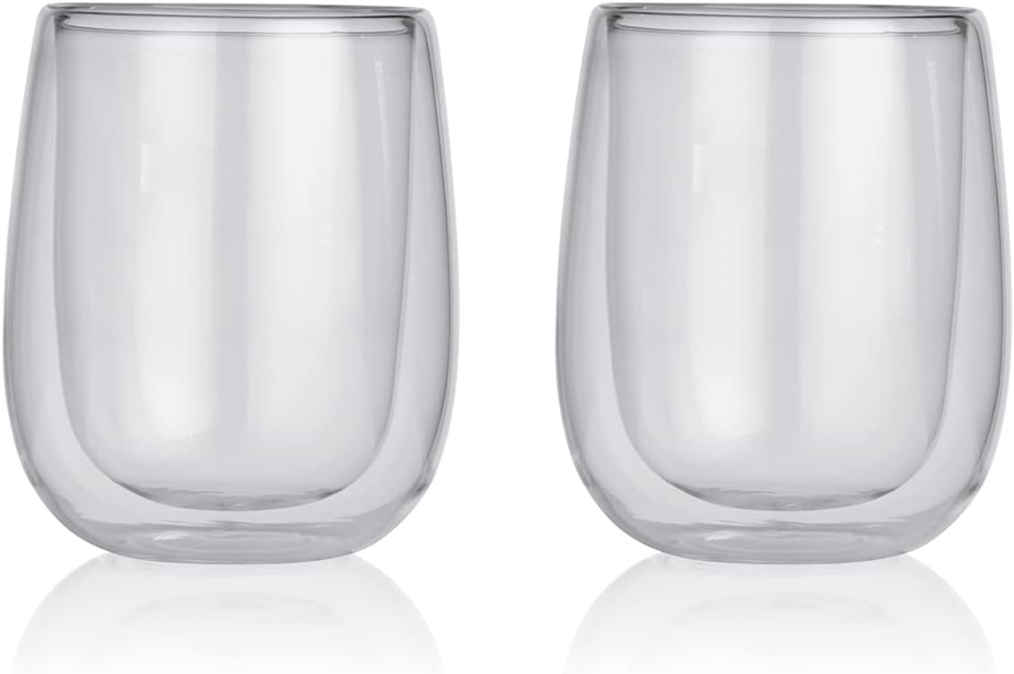 GOURMETmaxx Thermogläser Kaffee-Spezialitäten 2er-Set Latte Macchiato | Wärmeisolierend: für warme & kalte Getränke geeignet, ca.350 ml Füllmenge | Einfaches Handling [Borosilikatglas]