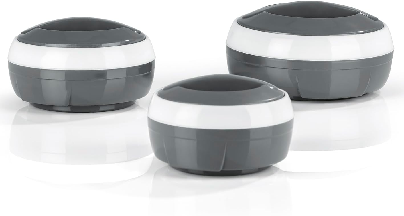 GOURMETmaxx Thermoschüsseln 3er-Set mit Edelstahleinsatz | Doppelwandig isolierte Warmhalte- & Kühlschüsseln | hält bis zu 4 Std. warm oder kalt | 550 ml, 800 ml & 1300 ml | spülmaschinengeeignet — Ansicht 4