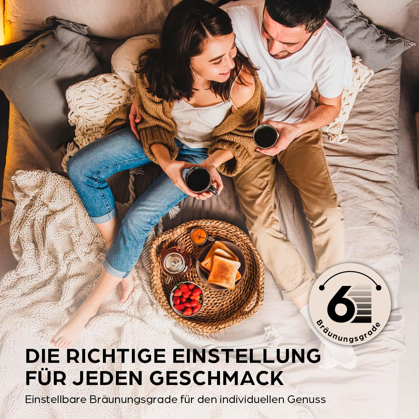 GOURMETmaxx Toaster Kurzschlitz für 2-Scheiben | Schwarzer Toaströster mit 6 Bräunungsgraden und Ready-2-eat-Countdown | Elektrisches Küchengerät mit Touchdisplay, Brötchenaufsatz & Aufwärmfunktion — Ansicht 6