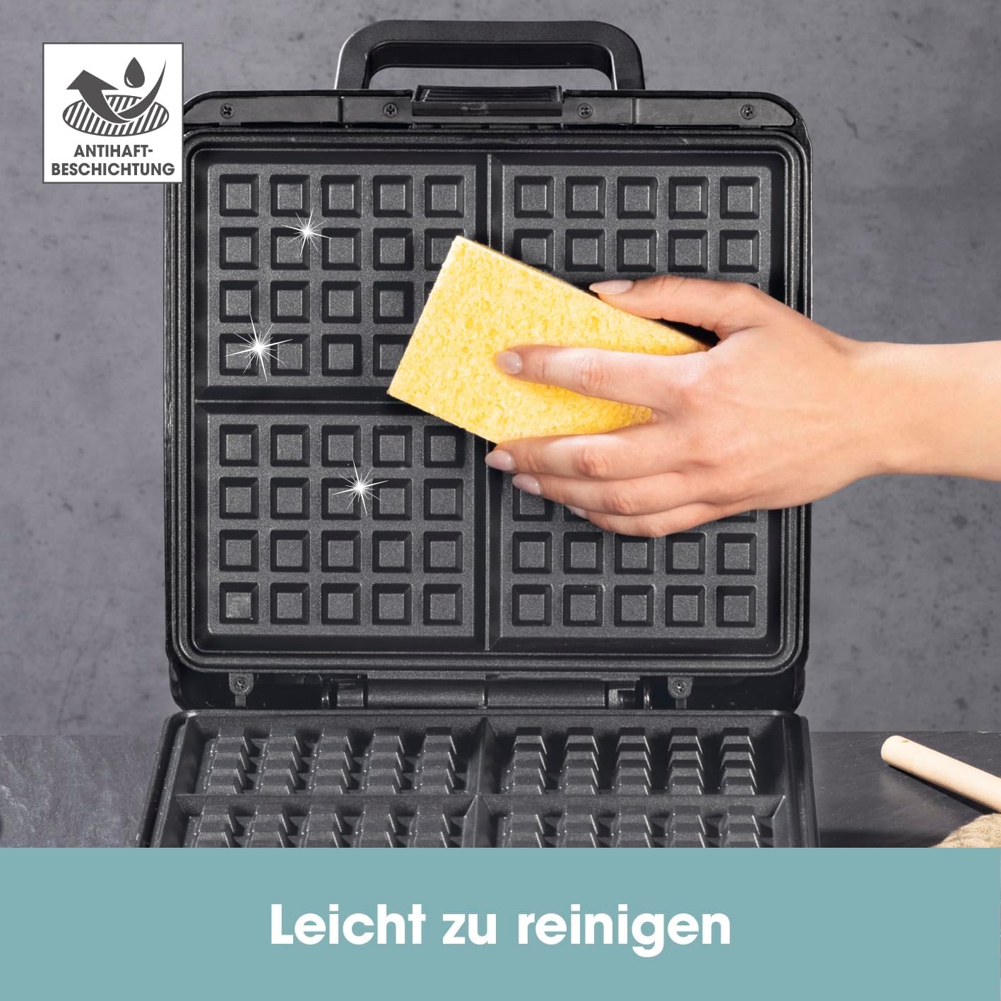 GOURMETmaxx Waffeleisen für 4 Belgische Waffeln | Waffelautomat mit Antihaftbeschichtung, stufenlos einstellbarer Bräunungsgrad und Kontrollleuchte | Duftende belgische Waffeln ganz einfach zubereitet — Ansicht 4