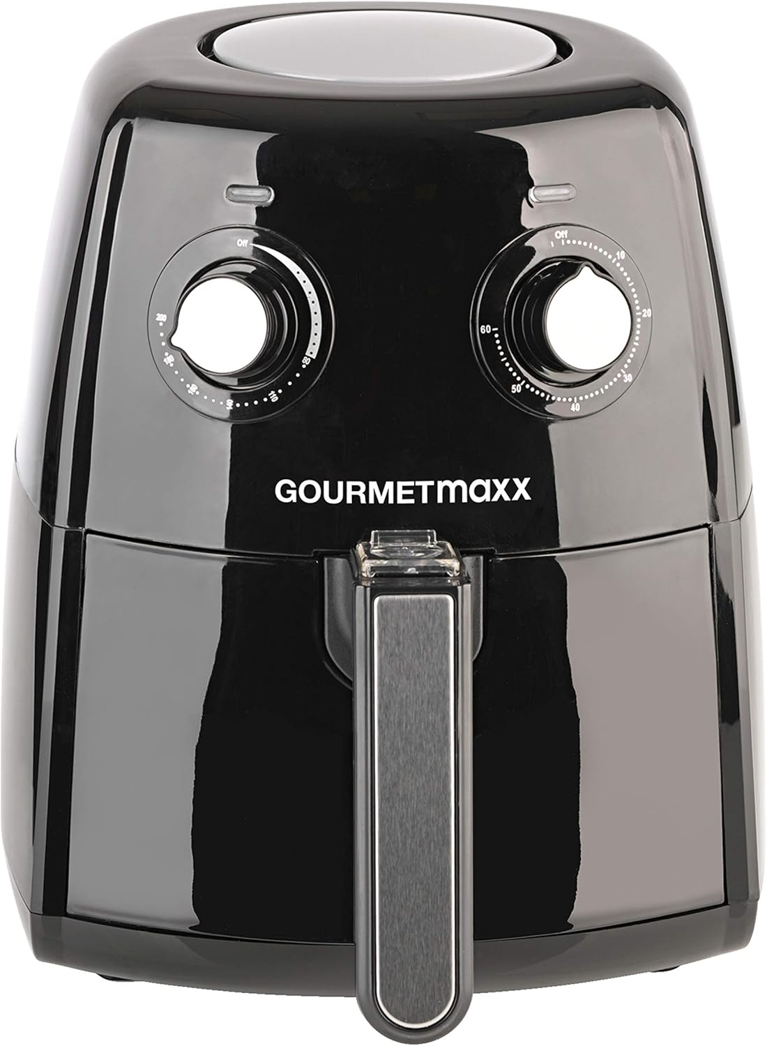Gourmetmaxx XL 1500 W Hot Air Fryer, 2,5 l, einfarbig, Schwarz, Silber, freistehend, 2,5 l, 200 °C, 60 Minuten, Schwarz, Silber