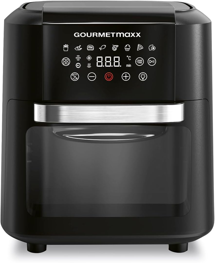 GOURMETmaxx XXL Heißluftfritteuse 11 Liter | 4in1: Fritteuse, Heißluftofen, Grill, Dörrautomat | 1700 W Airfryer mit Touchdisplay & Timerfunktion | 8 Programme | fettarm frittieren