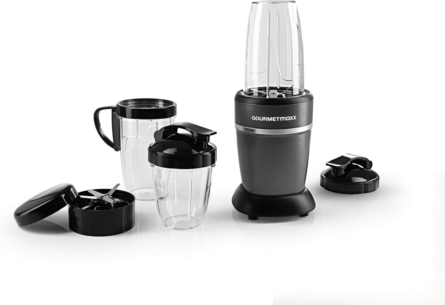 GOURMETmaxx Zubehörset L für Nutrition Mixer Pro Mixer 1.000 Watt | Set Standmixer mit Mixbecher & Frischhaltedeckel für GOURMETmaxx Nutrition Smoothie Maker | für Shakes, Smoothies, Shots & Co. to go — Ansicht 5