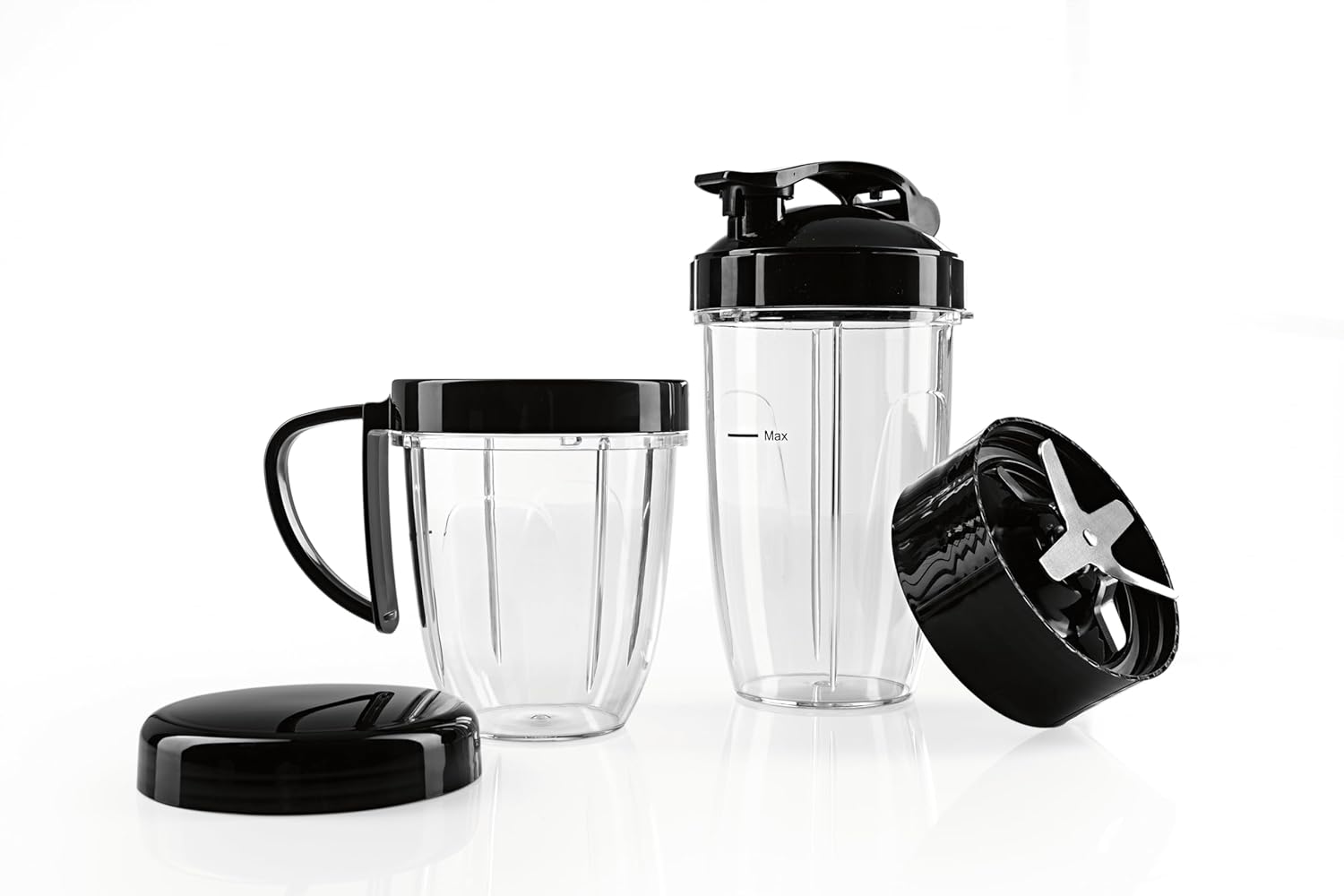 GOURMETmaxx Zubehörset L für Nutrition Mixer Pro Mixer 1.000 Watt | Set Standmixer mit Mixbecher & Frischhaltedeckel für GOURMETmaxx Nutrition Smoothie Maker | für Shakes, Smoothies, Shots & Co. to go