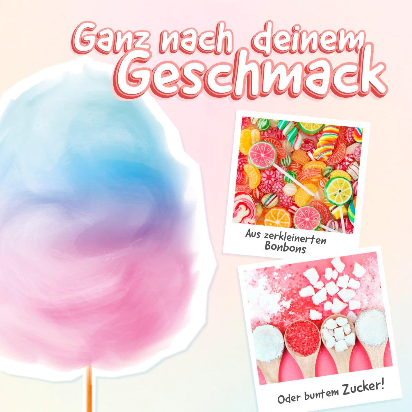 GOURMETmaxx Zuckerwattemaschine für Zuhause | Das Original mit 10 Stäbchen & Messlöffel in nostalgischem Retro-Design in mint | Cotton Candy in höchster Qualität für jeden Anlass [Mint] — Ansicht 3