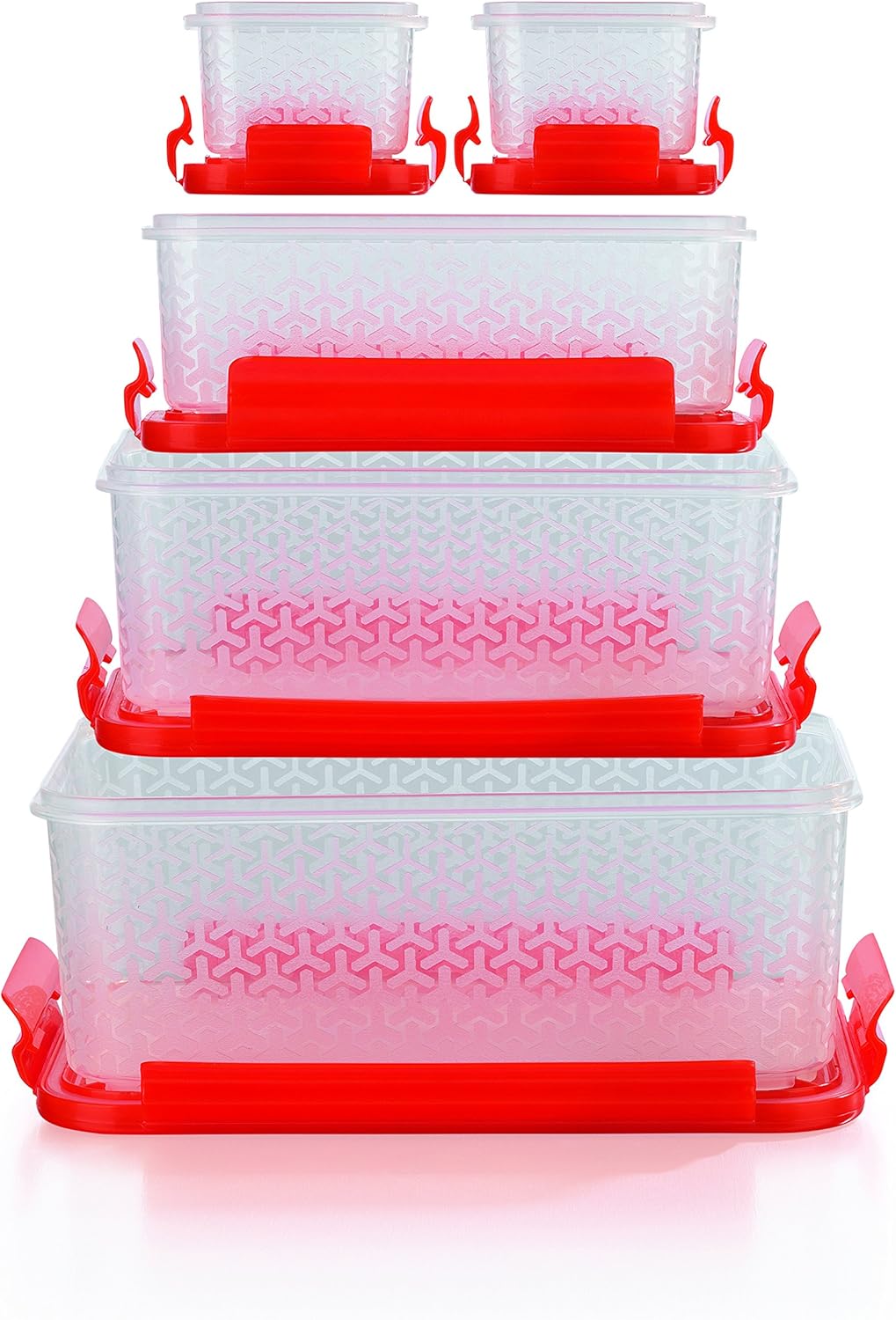 TV Unser Original 01837 Gourmetmaxx Frischhaltedosen klick-it Kompakt, 10-teilig, Plastik, 20,90 x 8,50 x 15 cm, rot