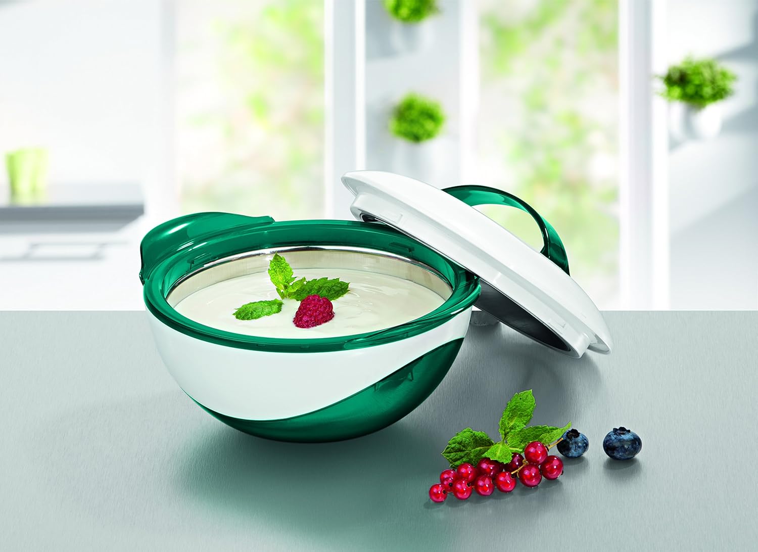 TV Unser Original 09711 Gourmetmaxx Thermoschüssel metallic/Kunststoff, 400 ml, 17 x 14,30 x 11 cm, smaragdgrün/weiß — Ansicht 4