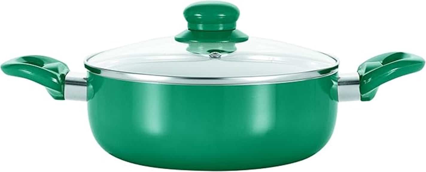Grüner GOURMETmaxx Kochtopf 09715 mit zwei Griffen und Glasdeckel, abgebildet auf weißem Hintergrund – perfekt für Ihre Küche.
