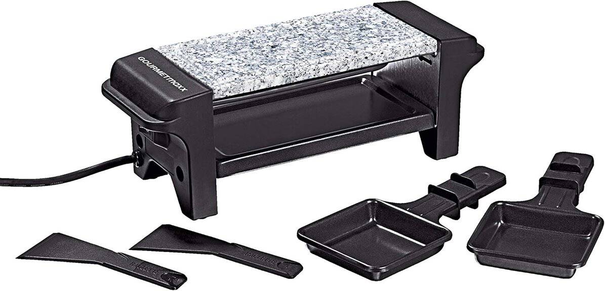 Der GOURMETMAXX Raclette-Grill verfügt über eine Granitsteinplatte, antihaftbeschichtete Pfännchen und übersichtlich angeordnete Kunststoffspatel – ideal für Ihr nächstes Festessen. Entdecken Sie den besten Genuss und überzeugen Sie sich selbst in jeder Bewertung!.