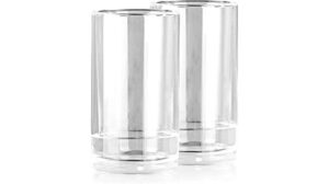 Vor weißem Hintergrund stehen zwei klare, leere GOURMETmaxx-Gläser nebeneinander und sind bereit für einen Glas Selbstkühlend-Test.